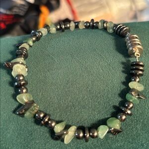 Unbranded Magnetic Clasp Black Green Gemstone Hematite Bracelet Women’s Jewelry